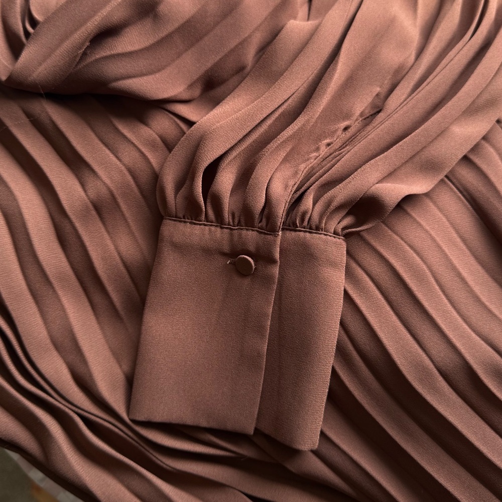 H&M Chocolate Brown Pleated Blouse
